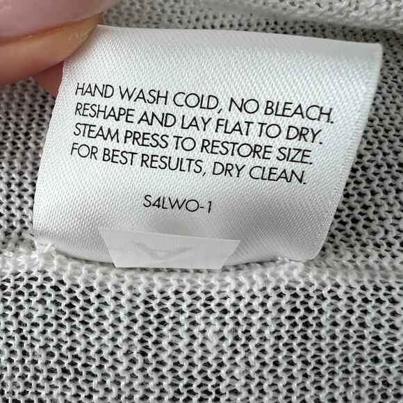 EILEEN FISHER White Organic Linen Long Sleeve Scoop Neck Lightweight Sweater L - Picture 8 of 8